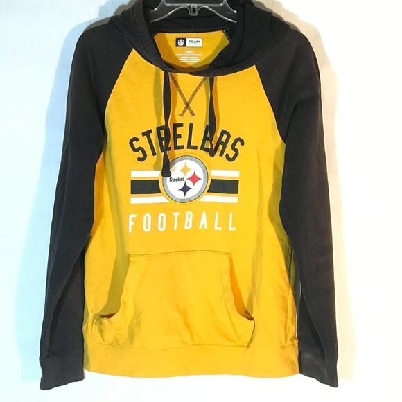 NFL Pittsburgh Steelers Black Yellow Football Hoodie Sweater - Picture 1 of 7